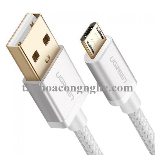 Ugreen 30654 0.5M màu Trắng Cáp sạc truyền dữ liệu USB 2.0 sang MICRO USB đầu mạ vàng US134 30030654
